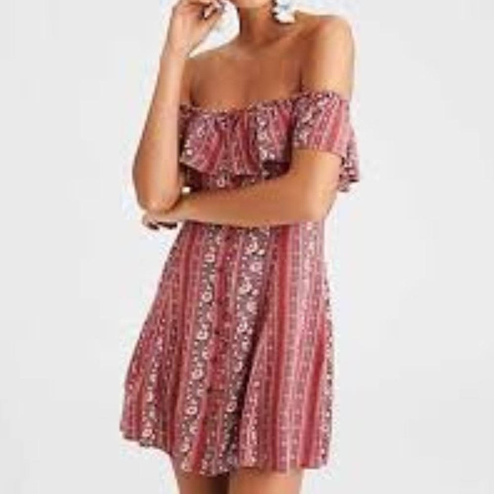 American Eagle Printed Off Shoulder Dress Size M